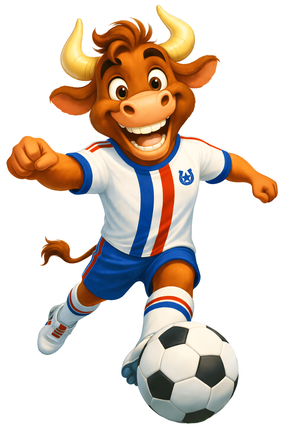 MooMoo in USMNT kit kicking a soccer ball